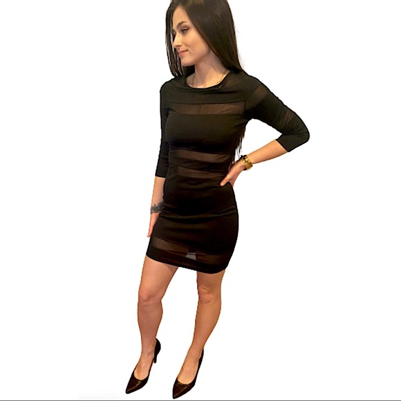 a'gaci Dresses & Skirts - Black Mini Dress with Mesh